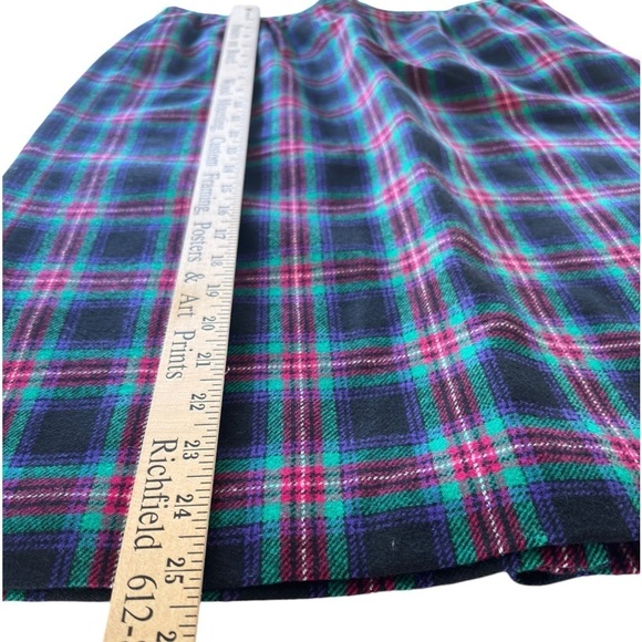 VTG Pendleton Plaid Wool Midi Skirt Womens 12P Lined Pleaded Pockets Made in USA - Picture 8 of 12